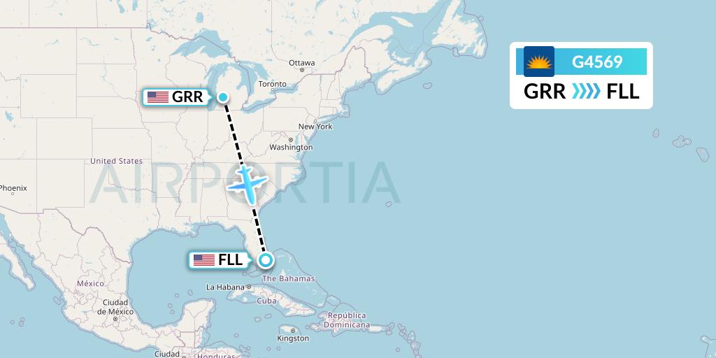 G4569 Allegiant Air Flight Map: Grand Rapids to Fort Lauderdale