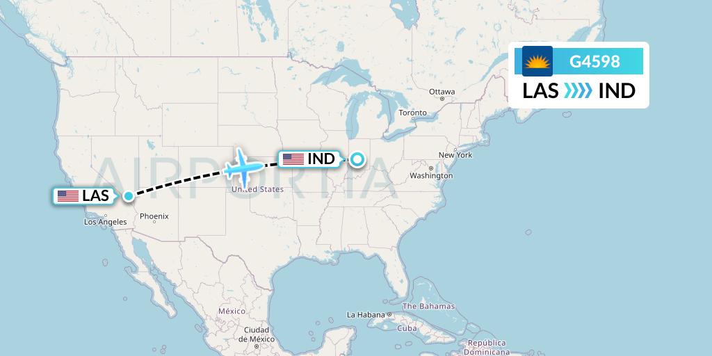 G4598 Allegiant Air Flight Map: Las Vegas to Indianapolis