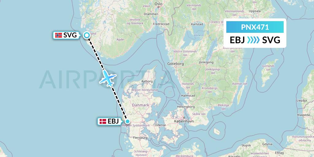 PNX471 AIS Airlines Flight Map: Esbjerg to Stavanger