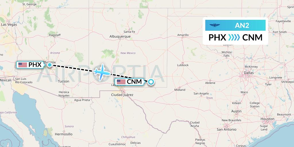 AN2 Advanced Air Flight Map: Phoenix to Carlsbad