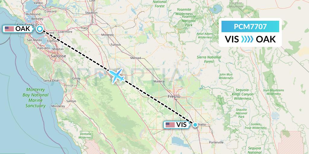 PCM7707 Westair Industries Flight Map: Visalia to Oakland