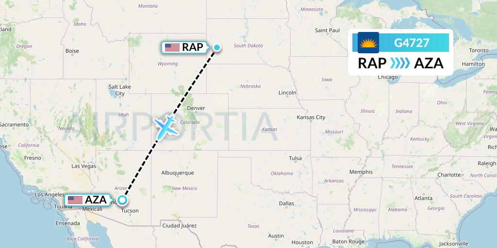 G4727 Allegiant Air Flight Map: Rapid City to Phoenix