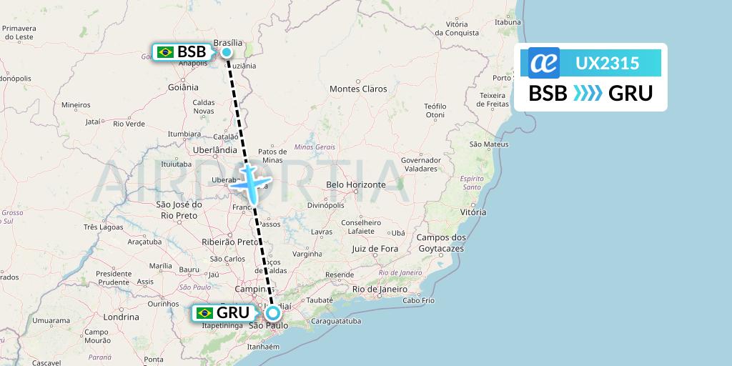 UX2315 Air Europa Flight Map: Brasilia to Sao Paulo