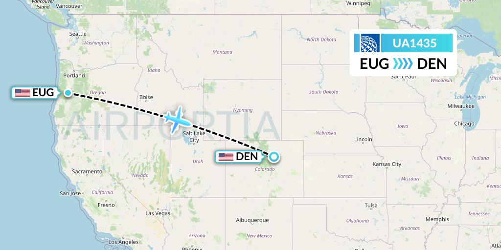 UA1435 United Airlines Flight Map: Eugene to Denver