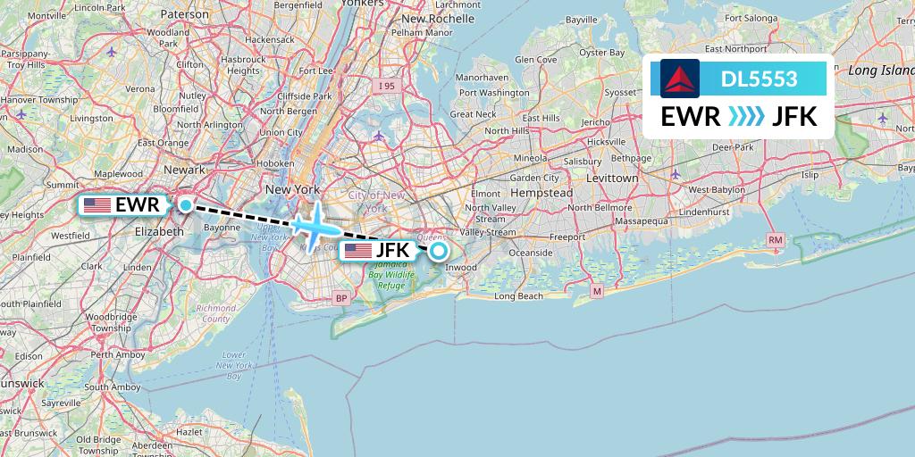 DL5553 Delta Air Lines Flight Map: New York to New York