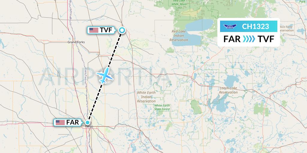 CH1323 Flight Status Bemidji Airlines Fargo to Thief River Falls (BMJ1323)