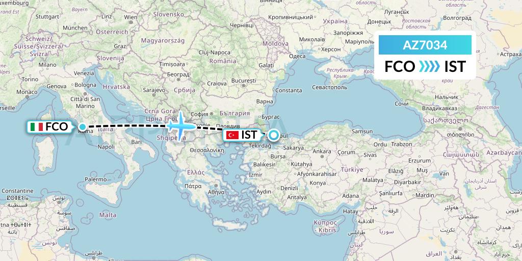 AZ7034 ITA Airways Flight Map: Rome to Istanbul