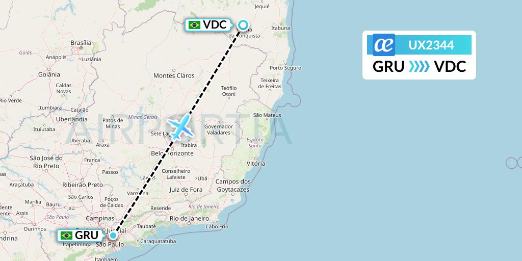 UX2344 Air Europa Flight Map: Sao Paulo to Vitoria Da Conquista