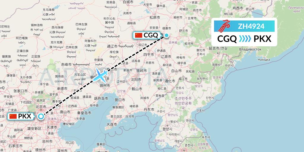 ZH4924 Shenzhen Airlines Flight Map: Changchun to Beijing