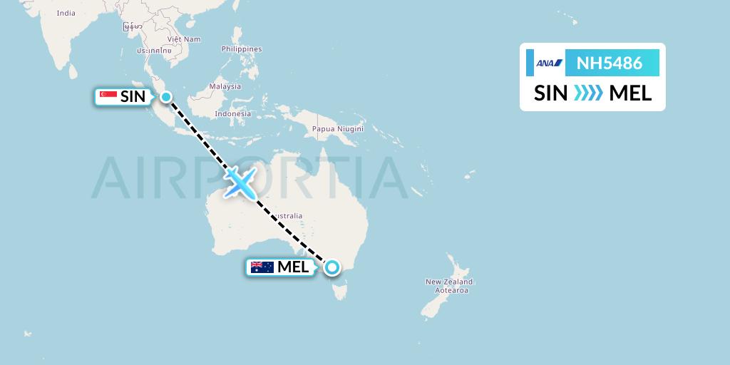 NH5486 All Nippon Airways Flight Map: Singapore to Melbourne