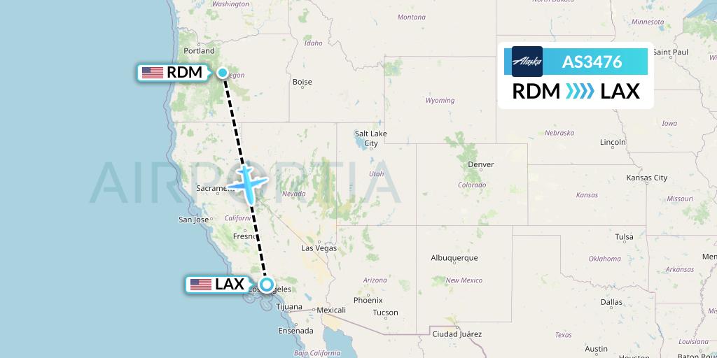 AS3476 Alaska Airlines Flight Map: Redmond to Los Angeles