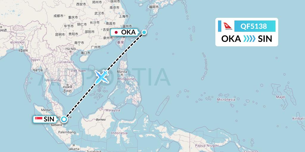 QF5138 Qantas Flight Map: Naha to Singapore