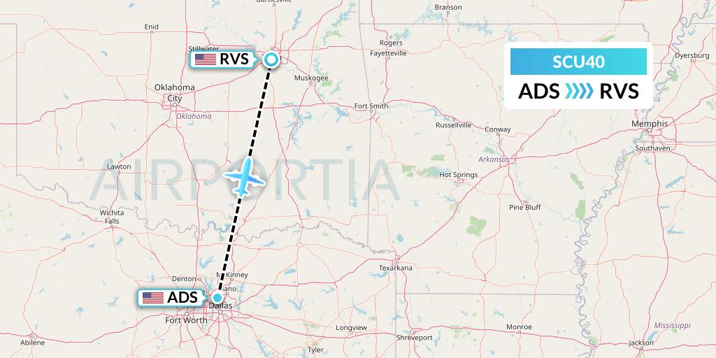 SCU40 Air Scorpio Flight Map: Dallas to Tulsa