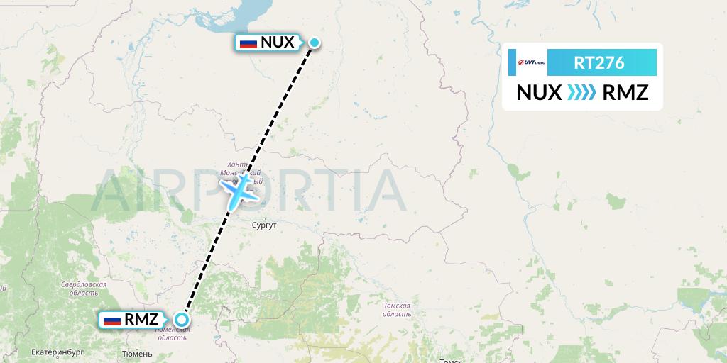 RT276 UVT aero Flight Map: Novy Urengoy to Tobolsk