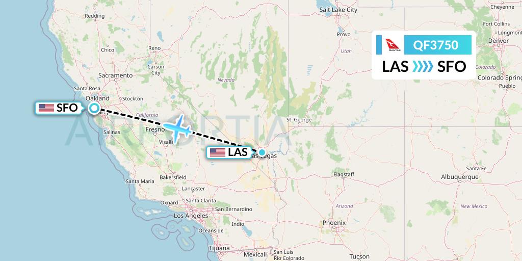 QF3750 Qantas Flight Map: Las Vegas to San Francisco