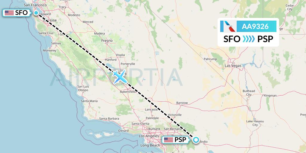 AA9326 American Airlines Flight Map: San Francisco to Palm Springs