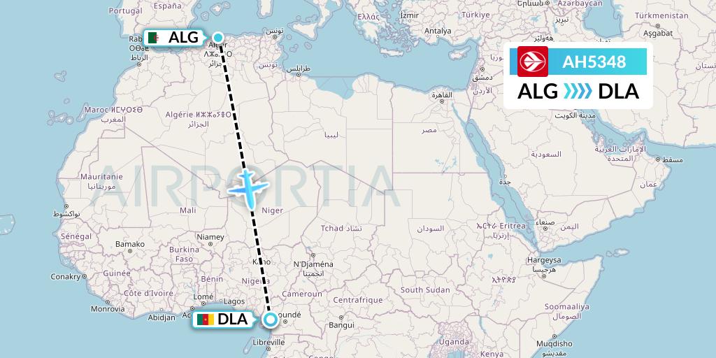 AH5348 Air Algerie Flight Map: Algiers to Douala