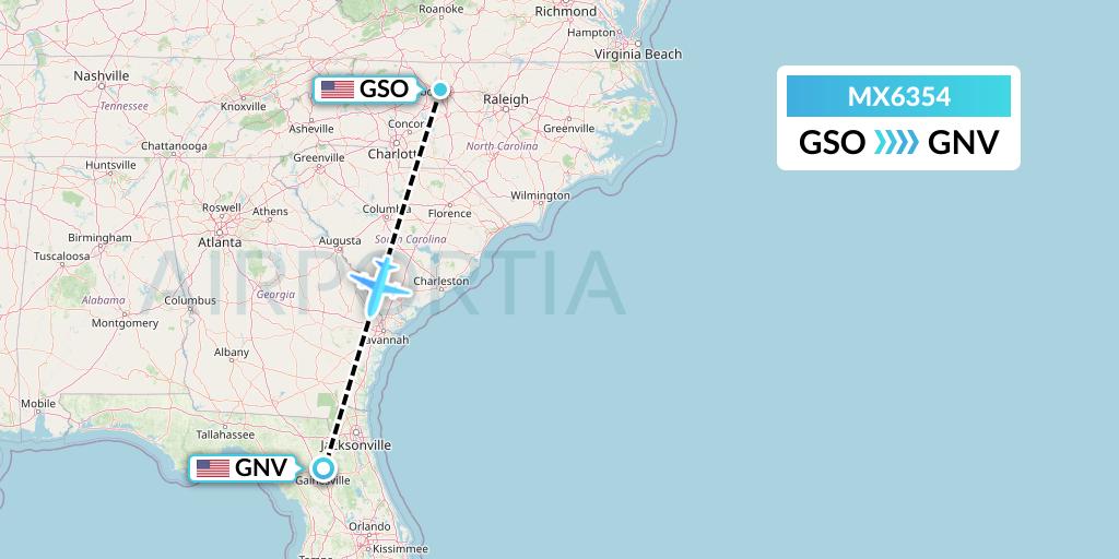MX6354 Flight Status Breeze Airways Greensboro to Gainesville (MXY6354)