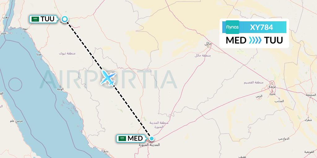 XY784 Flynas Flight Map: Medina to Tabuk