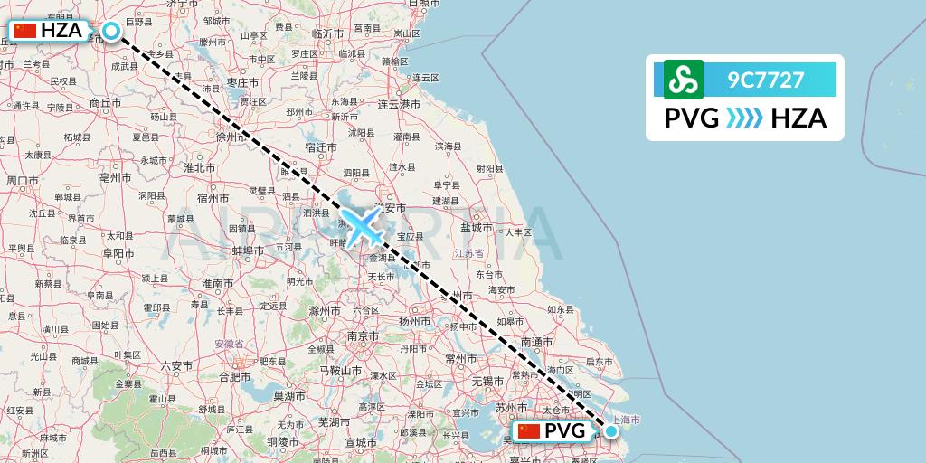 9C7727 Spring Airlines Flight Map: Shanghai to Jinan