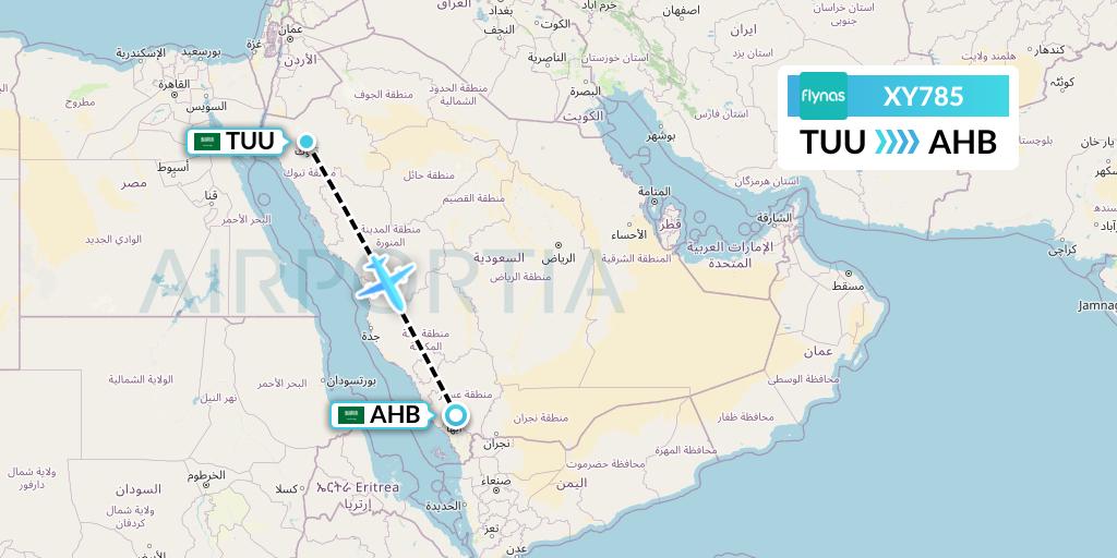XY785 Flynas Flight Map: Tabuk to Abha