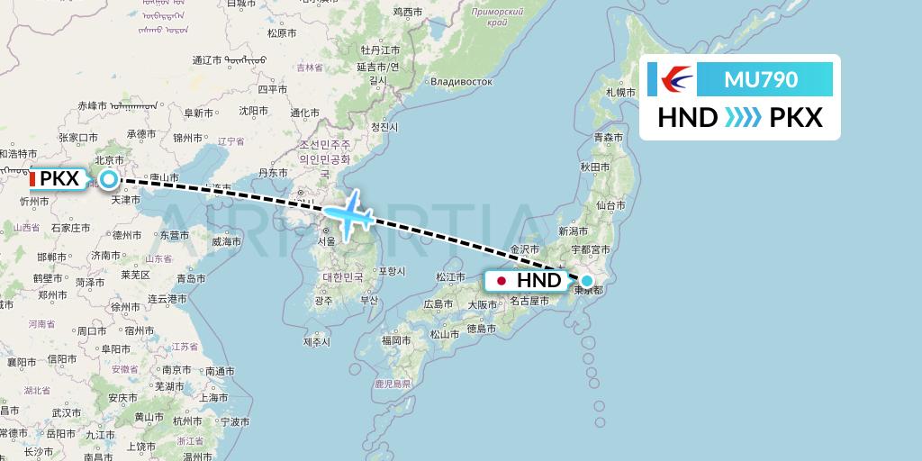 MU790 China Eastern Airlines Flight Map: Tokyo to Beijing