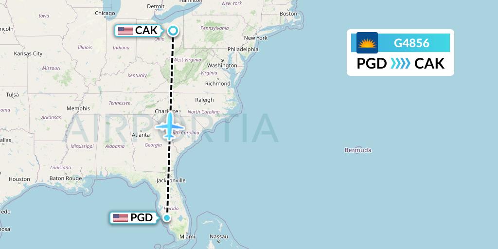 G4856 Allegiant Air Flight Map: Punta Gorda to Akron