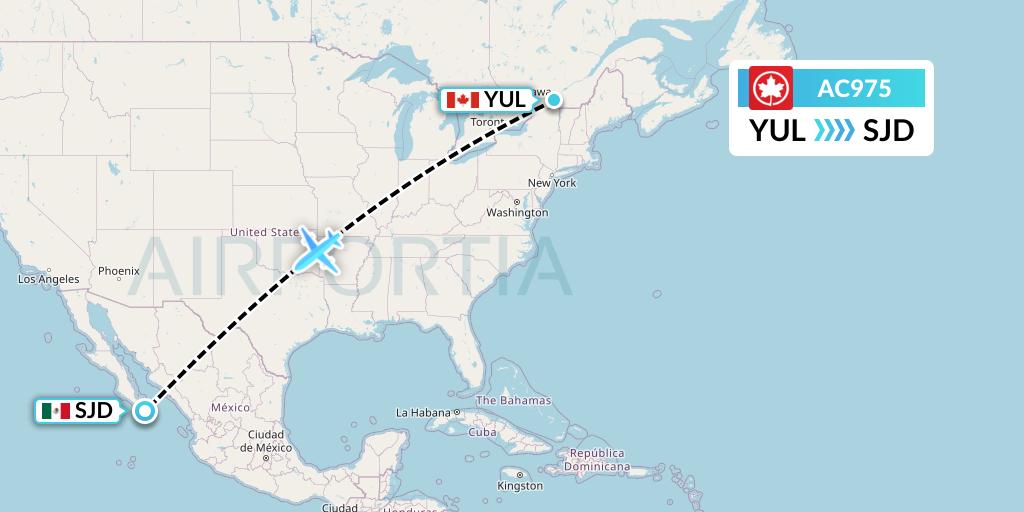 AC975 Air Canada Flight Map: Montreal to San Jose del Cabo