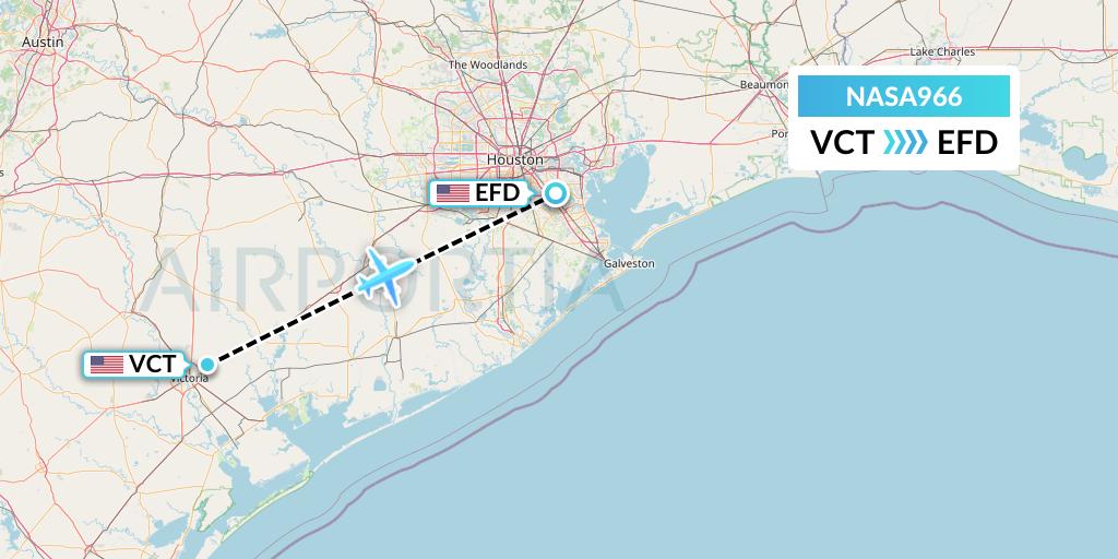 NASA966 Nasair Flight Map: Victoria to Houston
