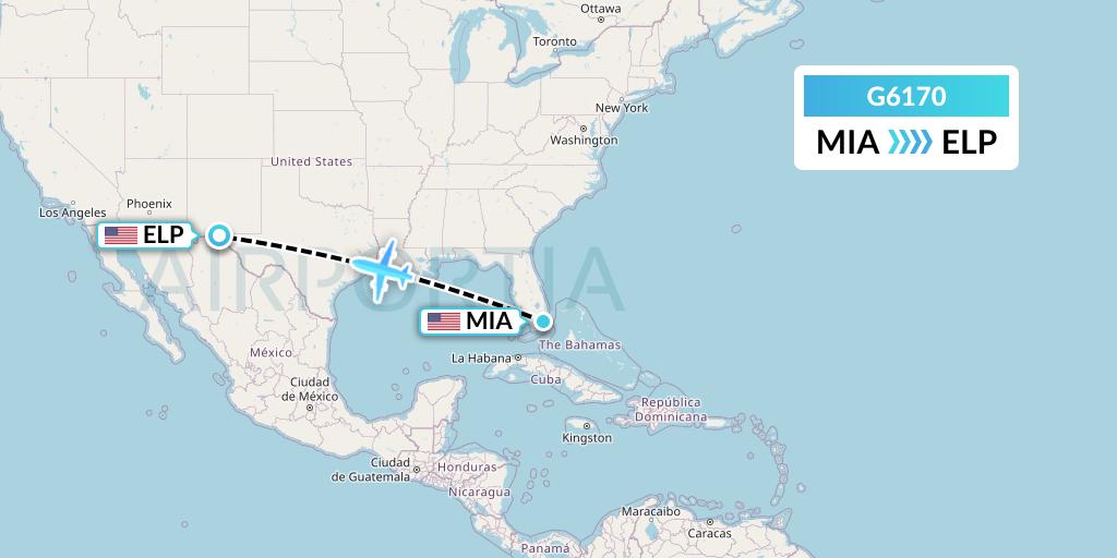 G6170 Flight Status Fly Arna Miami to El Paso (ACY170)