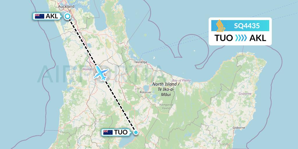 SQ4435 Singapore Airlines Flight Map: Taupo to Auckland
