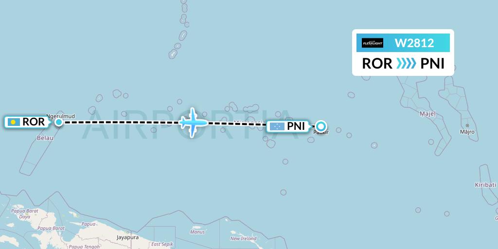 W2812 Flex Flight Flight Map: Airai to Pohnpei
