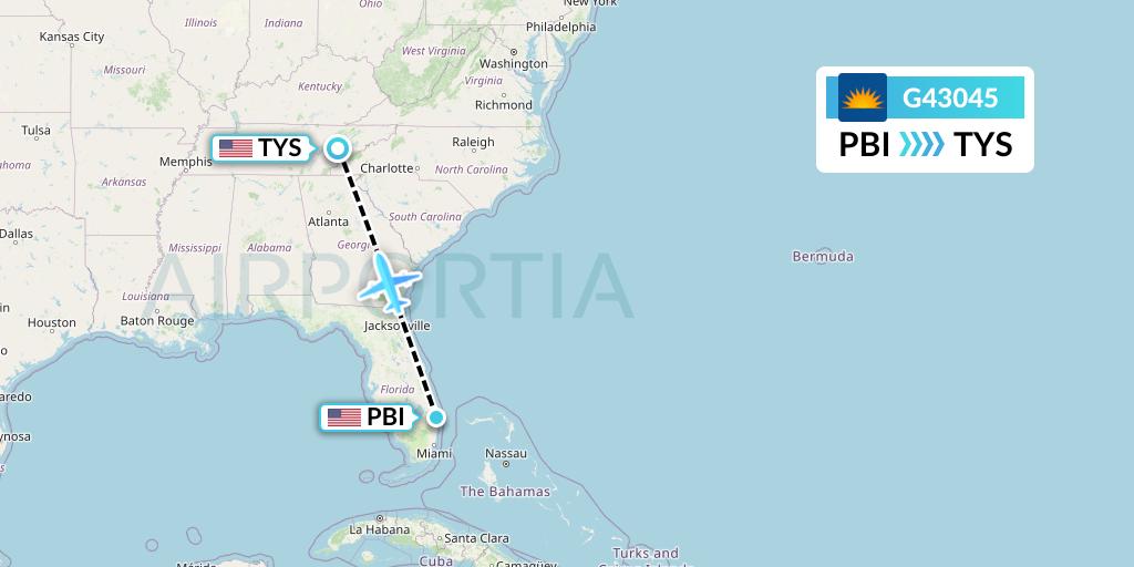 G43045 Flight Status Allegiant Air West Palm Beach to Knoxville (AAY3045)