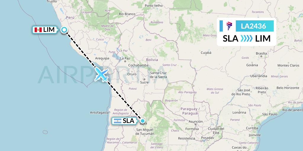 LA2436 LAN Airlines Flight Map: Salta to Lima