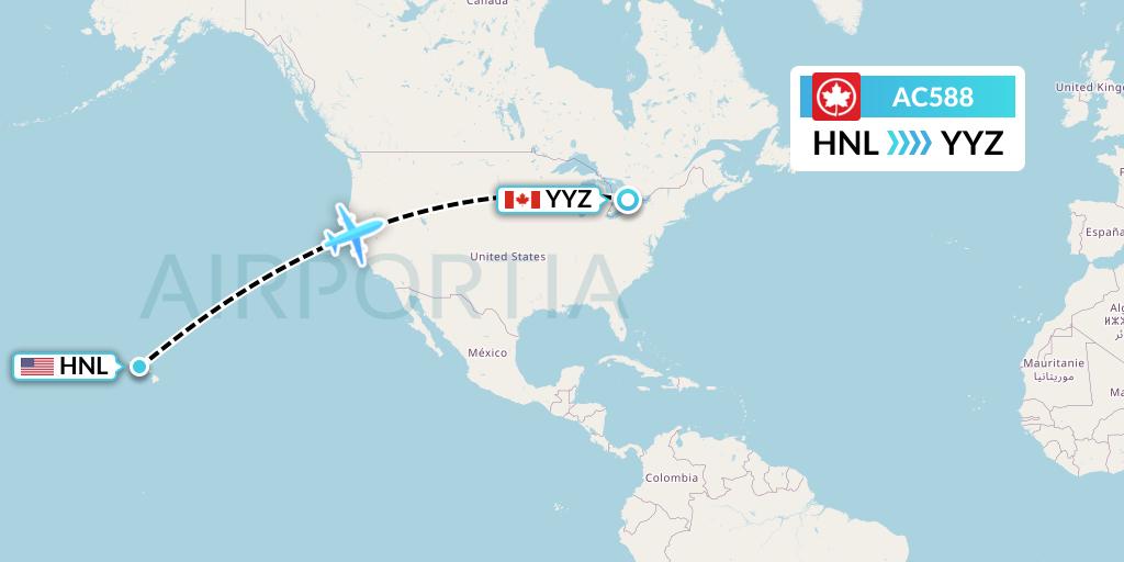 AC588 Air Canada Flight Map: Honolulu to Toronto