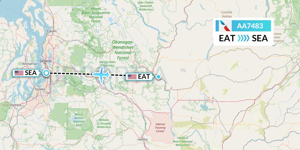 AA7483 American Airlines Flight Map: Wenatchee to Seattle