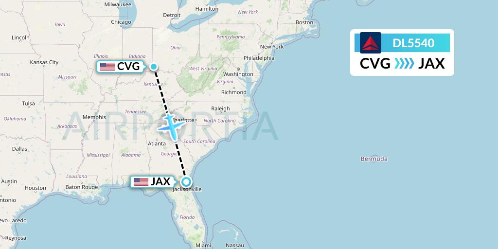 DL5540 Flight Status Delta Air Lines Cincinnati to Jacksonville (DAL5540)