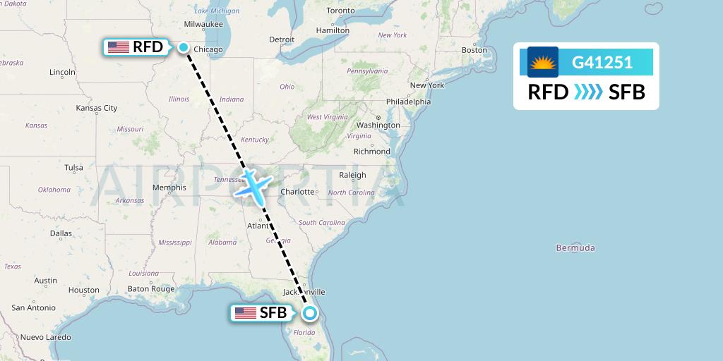 G41251 Allegiant Air Flight Map: Chicago to Orlando