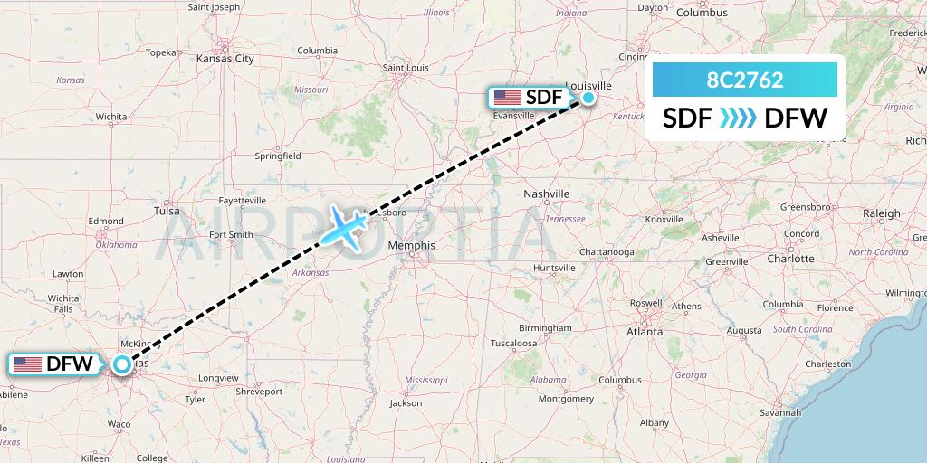 8C2762 Air Transport International Flight Map: Louisville to Dallas