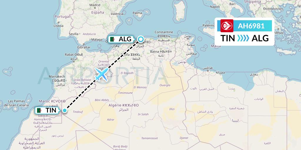 AH6981 Air Algerie Flight Map: Tindouf to Algiers