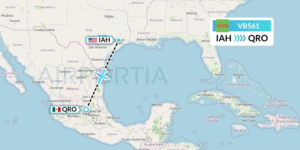 VB561 VivaAerobus Flight Map: Houston to Queretaro
