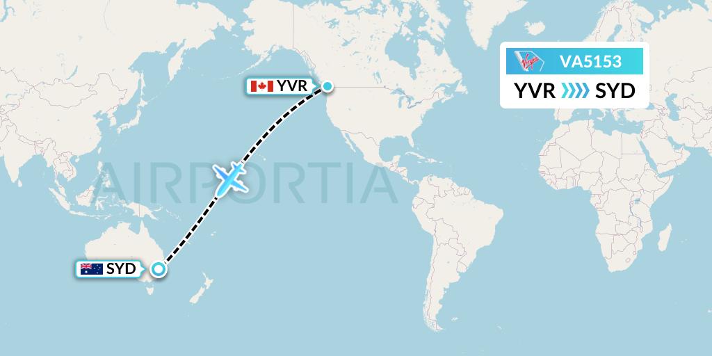 VA5153 Virgin Australia Flight Map: Vancouver to Sydney