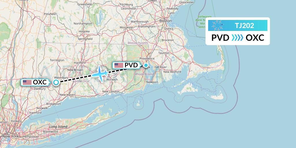 TJ202 Tradewind Aviation Flight Map: Providence to Oxford