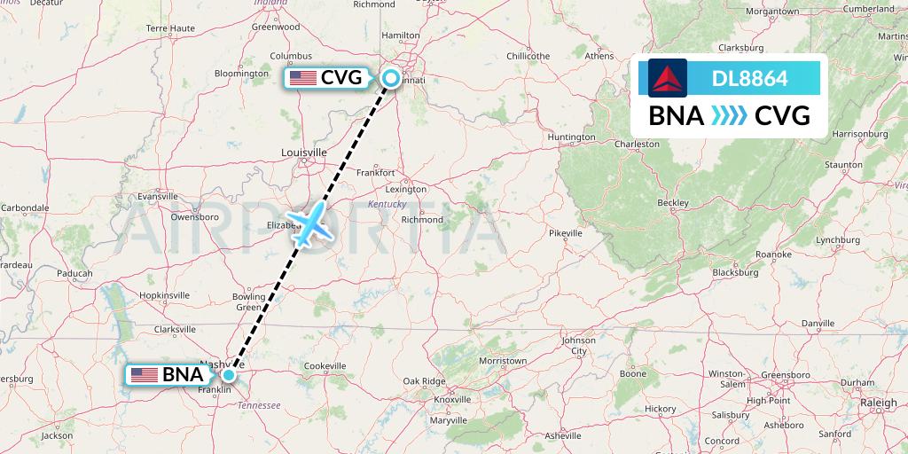 DL8864 Flight Status Delta Air Lines Nashville to Cincinnati (DAL8864)