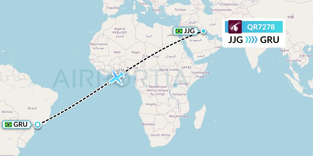 QR7278 Qatar Airways Flight Map: Criciuma to Sao Paulo