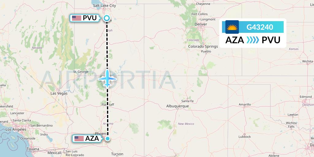 G43240 Allegiant Air Flight Map: Phoenix to Provo