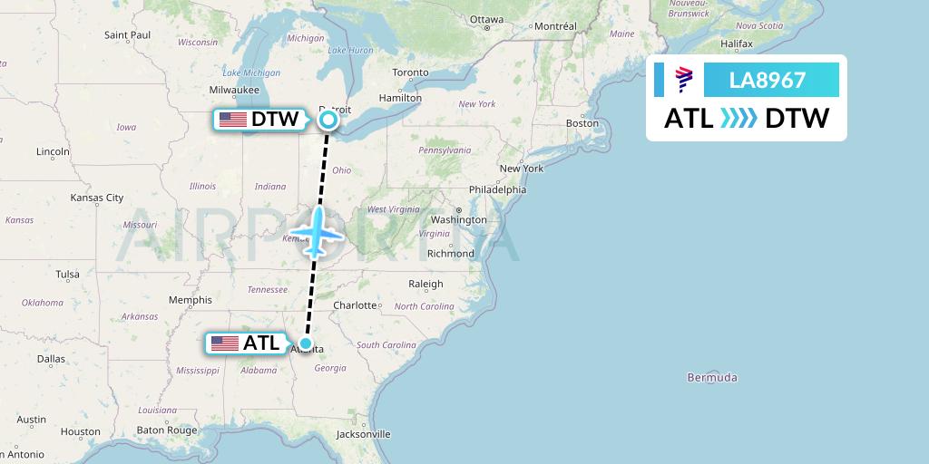 LA8967 Flight Status LAN Airlines Atlanta to Detroit (LAN8967)