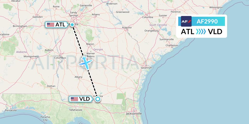 AF2990 Air France Flight Map: Atlanta to Valdosta