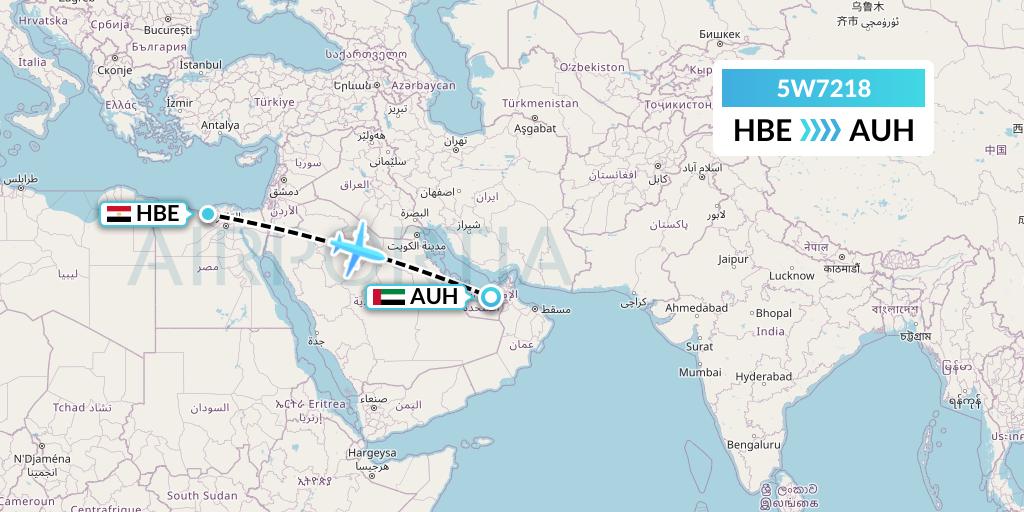 5W7218 Wizz Air Abu Dhabi Flight Map: Alexandria to Abu Dhabi