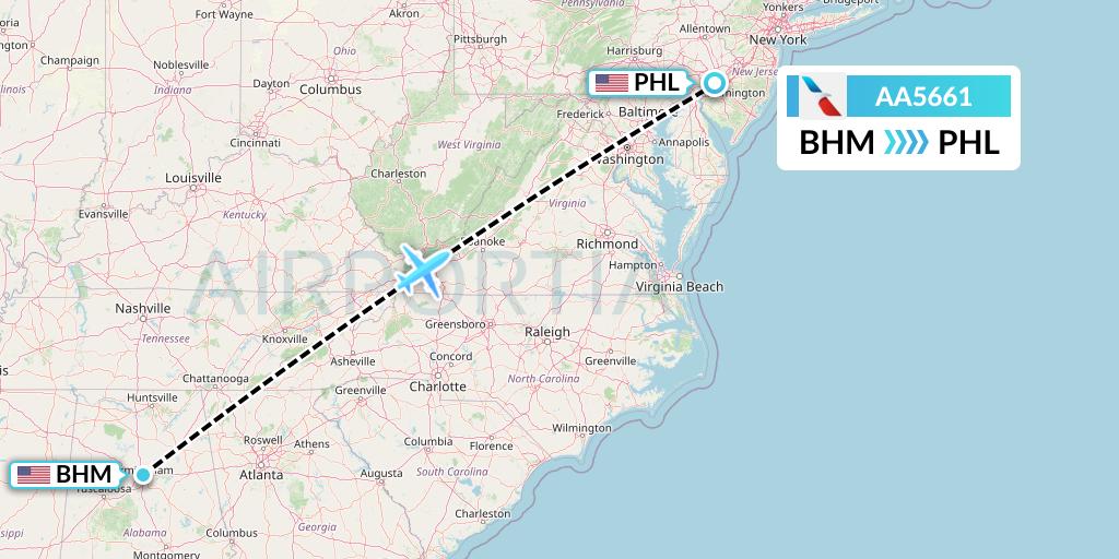 AA5661 Flight Status American Airlines Birmingham to Philadelphia